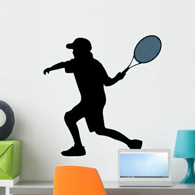 Tennis Silhouette Wall Decal shown on a wall