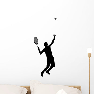 Tennis Silhouette Wall Decal shown on a wall