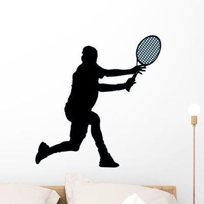 Tennis Silhouette Wall Decal shown on a wall
