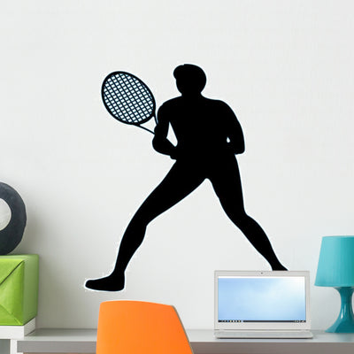Tennis Silhouette Wall Decal shown on a wall