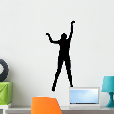Volley Ball Silhouette Wall Decal shown on a wall