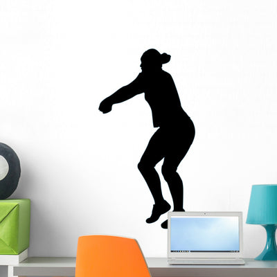 Volley Ball Silhouette Wall Decal shown on a wall