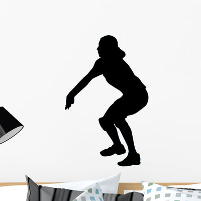 Volley Ball Silhouette Wall Decal shown on a wall