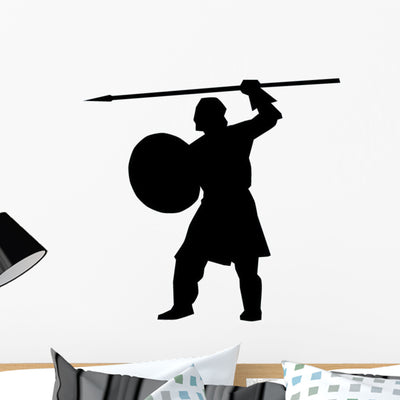 Historical Warrior Silhouette Wall Decal shown on a wall