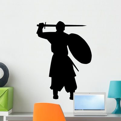 Historical Warrior Silhouette Wall Decal shown on a wall