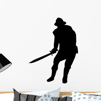 Historical Warrior Silhouette Wall Decal shown on a wall