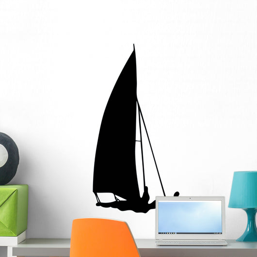 Black and White Sailboat Wall Decal