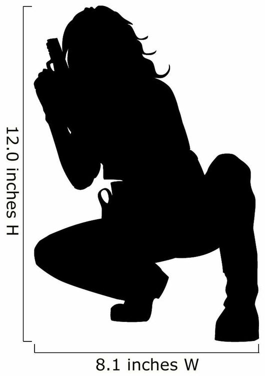 Sexy Armed Woman Crouching Wall Decal