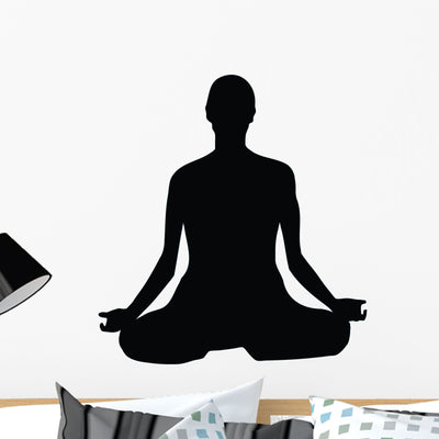 Yoga Silhouette Wall Decal shown on a wall