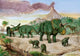 Albertosaurus Observes Family Arrhinoceratops Wall Decal