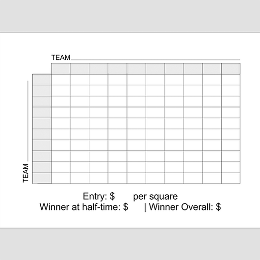 Football Squares Wall Decal | Blank Team Names