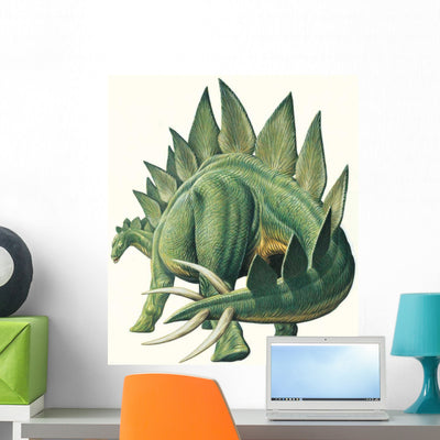 Stegosaurus Walking Wall Decal shown on a wall