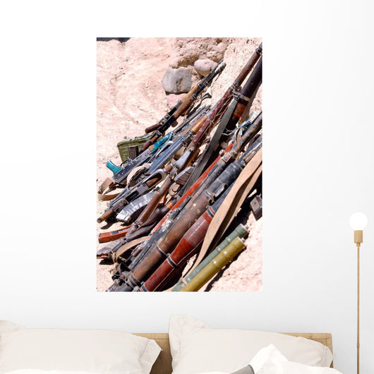 Various Weapons Ammunition and Wall Decal