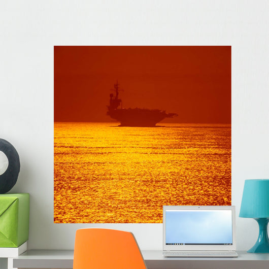 Aircraft Carrier Sunset Wall Decal