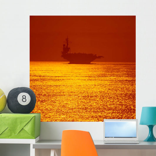 Aircraft Carrier Sunset Wall Decal
