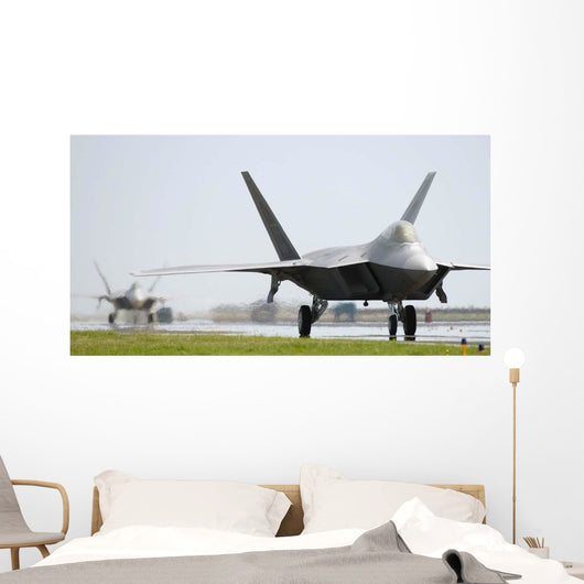 Two F-22a Raptors Taxi Wall Decal