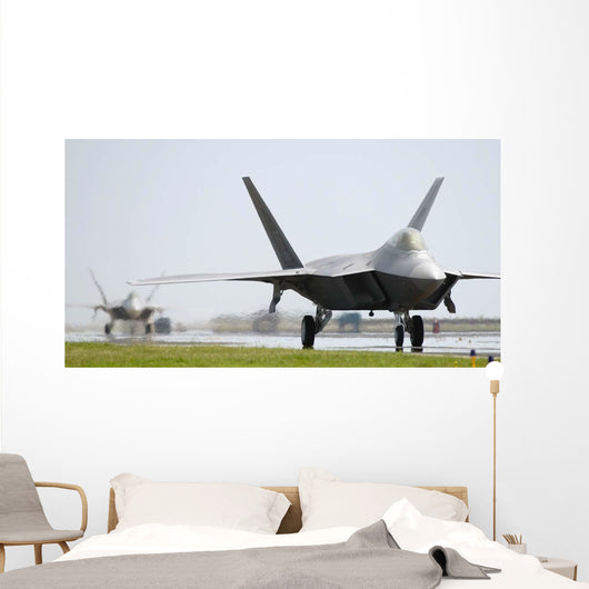 Two F-22a Raptors Taxi Wall Decal