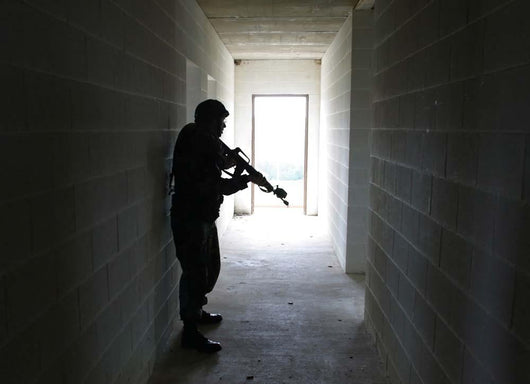 Soldier Clears Hallway Building Wall Decal