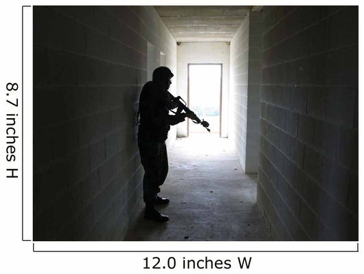 Soldier Clears Hallway Building Wall Decal