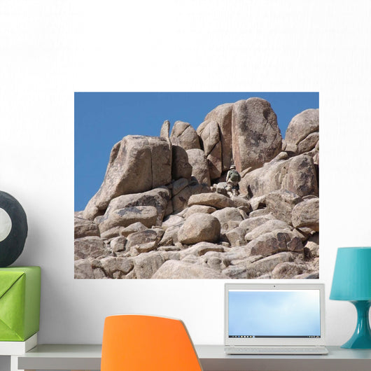 Soldier Climbs Mountain Wall Decal