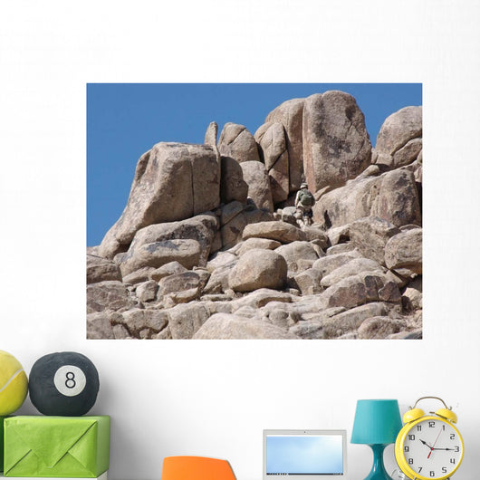 Soldier Climbs Mountain Wall Decal