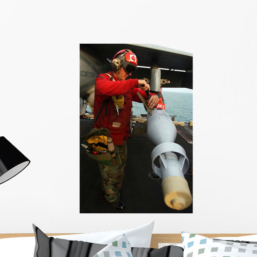 Aviation Ordnanceman Attaches Stabilizer Wall Decal