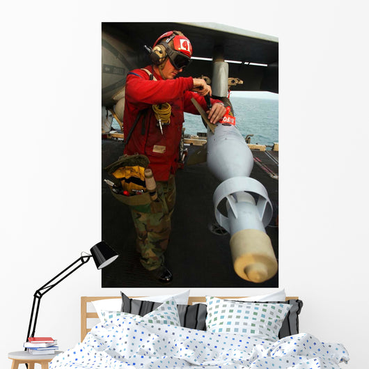 Aviation Ordnanceman Attaches Stabilizer Wall Decal