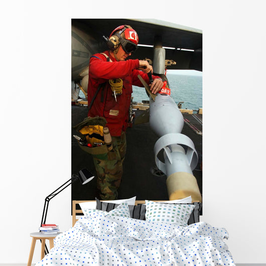 Aviation Ordnanceman Attaches Stabilizer Wall Decal