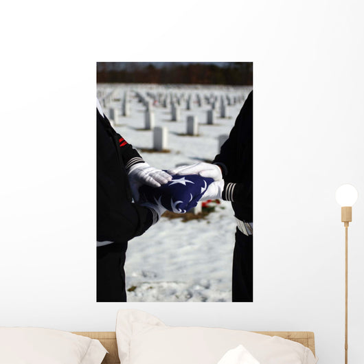 Marines Perform Flag Folding Wall Decal