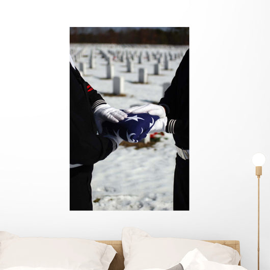 Marines Perform Flag Folding Wall Decal