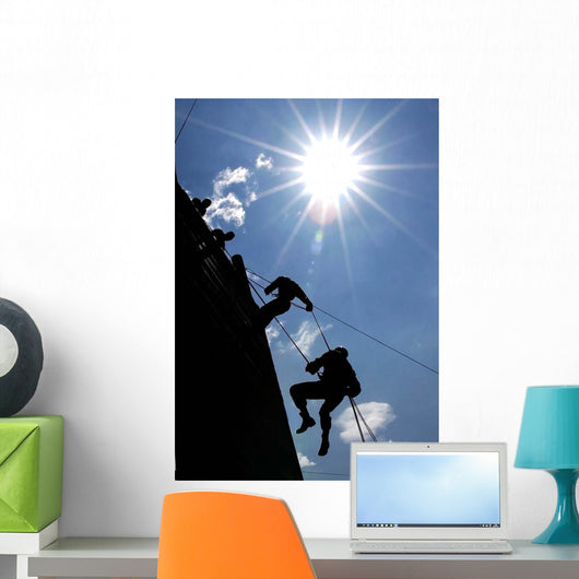 Soldiers Rappel from 70-foot Wall Decal