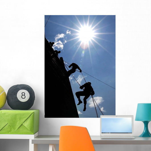 Soldiers Rappel from 70-foot Wall Decal