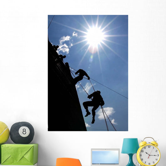 Soldiers Rappel from 70-foot Wall Decal