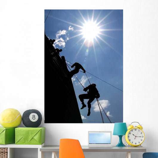 Soldiers Rappel from 70-foot Wall Decal