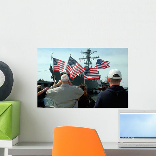Family Members Wave Flags Wall Decal