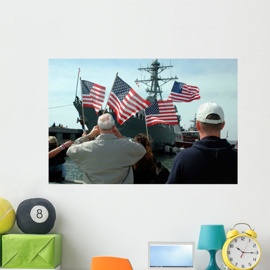 Family Members Wave Flags Wall Decal