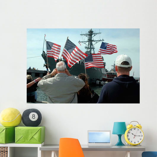 Family Members Wave Flags Wall Decal