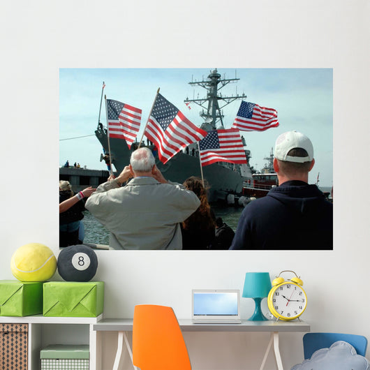 Family Members Wave Flags Wall Decal