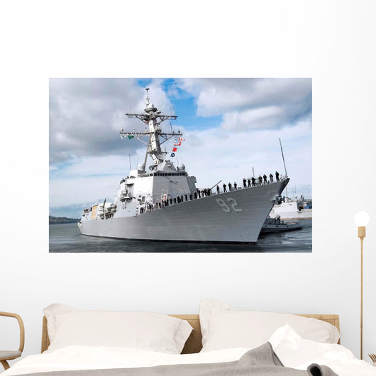 Sailors Man Rails aboard Wall Decal