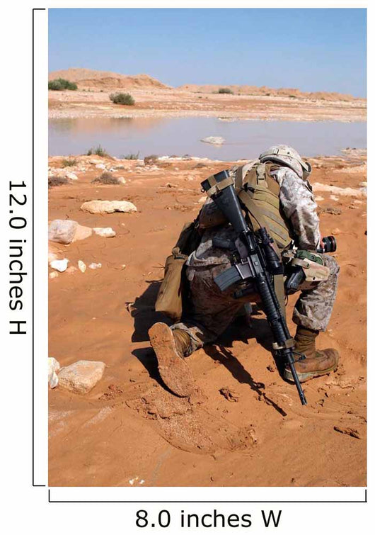 Soldier Patrols along Riverbed Wall Decal