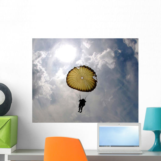 Paratrooper Descends through Sky Wall Decal