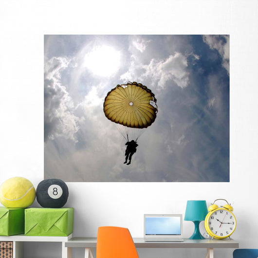 Paratrooper Descends through Sky Wall Decal