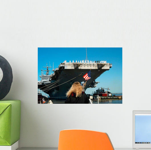 Sailors aboard Aircraft Carrier Wall Decal
