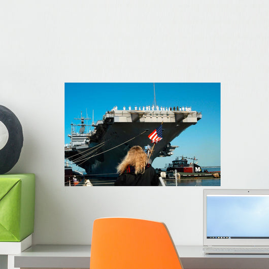 Sailors aboard Aircraft Carrier Wall Decal