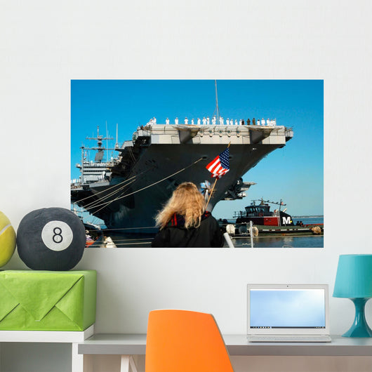 Sailors aboard Aircraft Carrier Wall Decal
