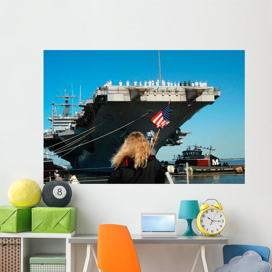 Sailors aboard Aircraft Carrier Wall Decal