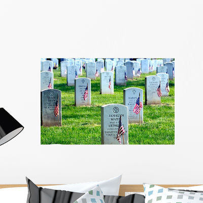 American Flags Placed Front Wall Decal shown on a wall