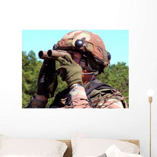 Soldier Scans Area for Wall Decal