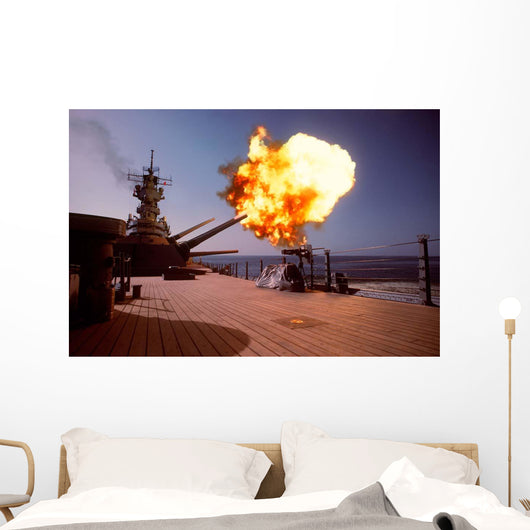 Battleship Uss Wisconsin Fires Wall Decal Design 1