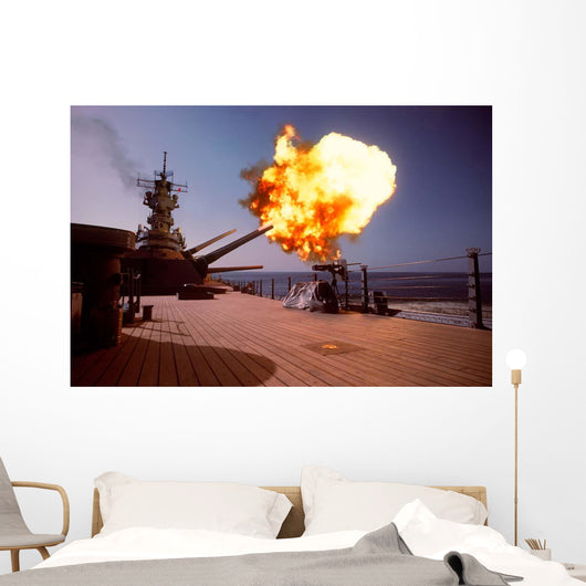 Battleship Uss Wisconsin Fires Wall Decal Design 1